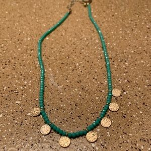 Blue beaded gold disc choker by Canvas